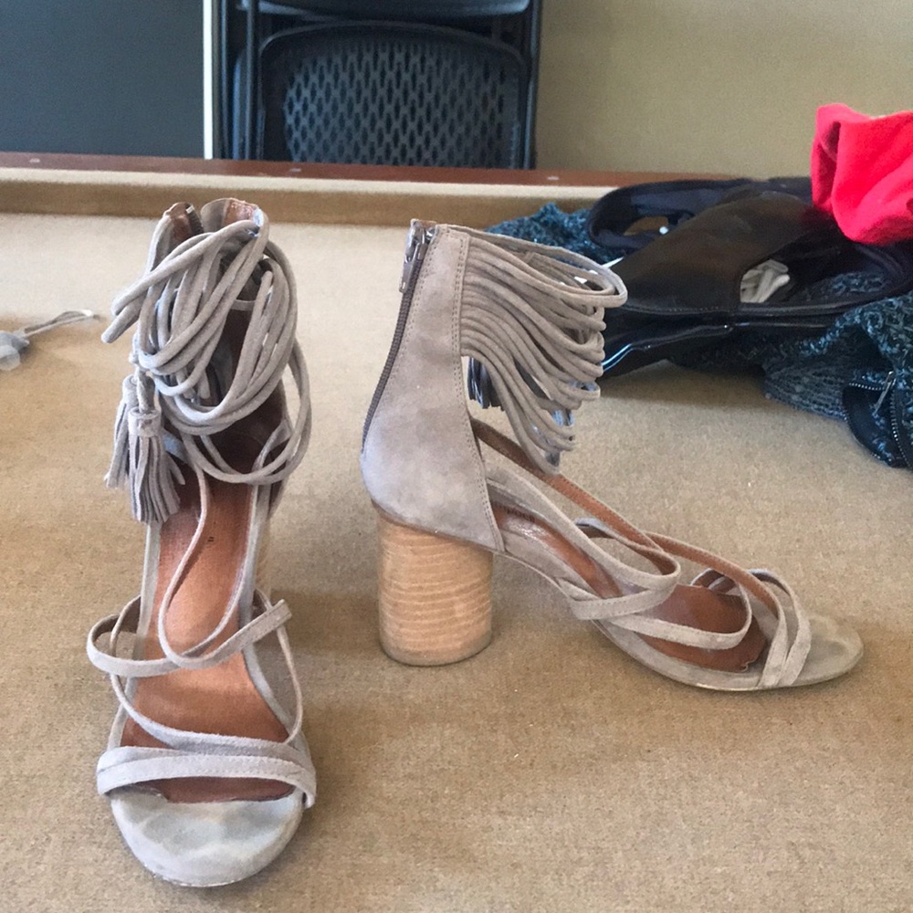 Jeffrey Campbell grey suede baby heels